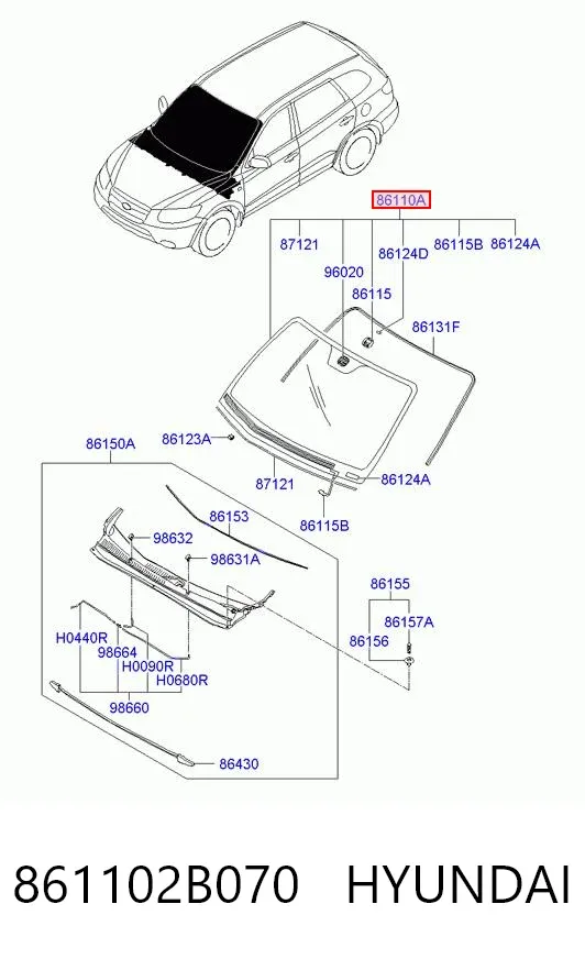 Лобове скло 861102B070 Hyundai/Kia