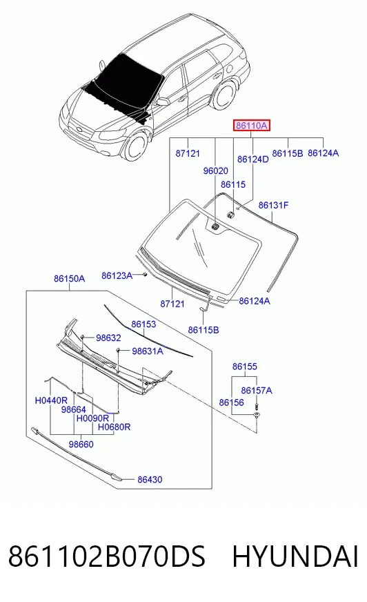 Лобове скло 861102B070DS Hyundai/Kia