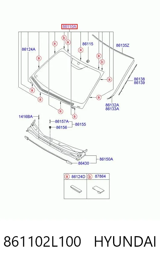 Лобове скло 861102L100 Hyundai/Kia