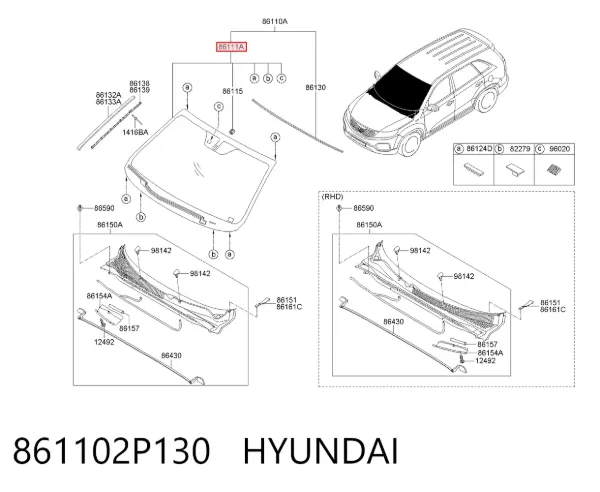 Лобове скло 861102P130 Hyundai/Kia