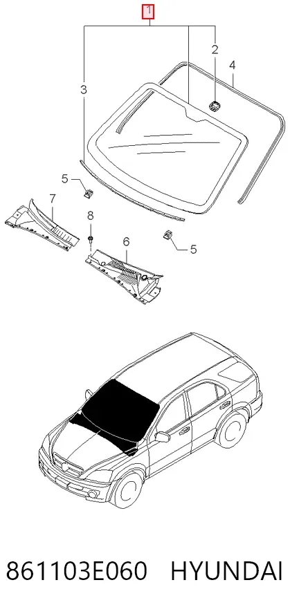 Лобове скло 861103E060 Hyundai/Kia