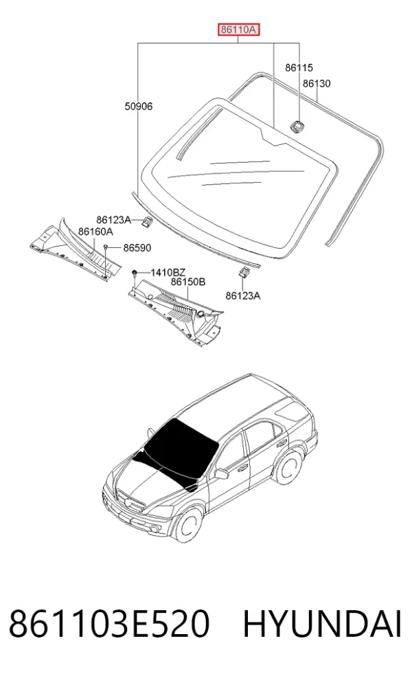 Лобове скло 861103E520 Hyundai/Kia