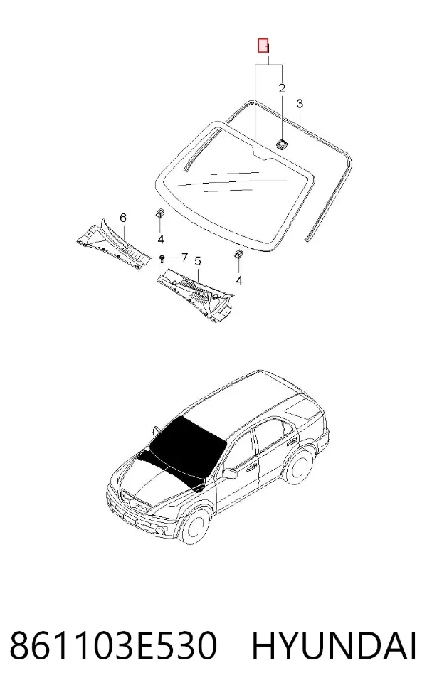 Лобове скло 861103E530 Hyundai/Kia