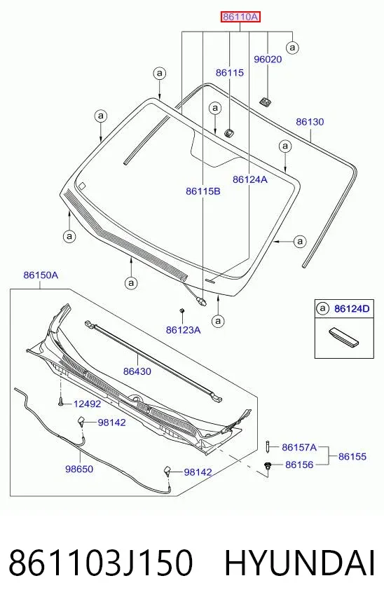 Лобове скло 861103J150 Hyundai/Kia