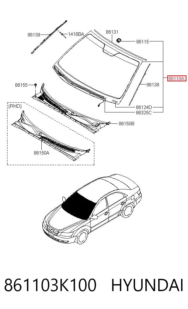 Лобове скло Hyundai Sonata V