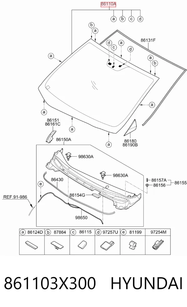 Лобове скло 861103X300 Hyundai/Kia