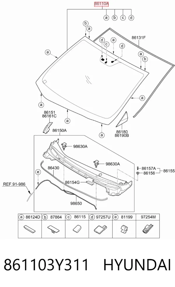 Лобове скло 861103Y311 Hyundai/Kia