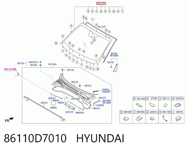 Лобове скло 86110D7010 Hyundai/Kia