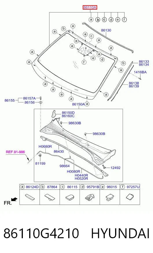 Лобове скло 86110G4210 Hyundai/Kia