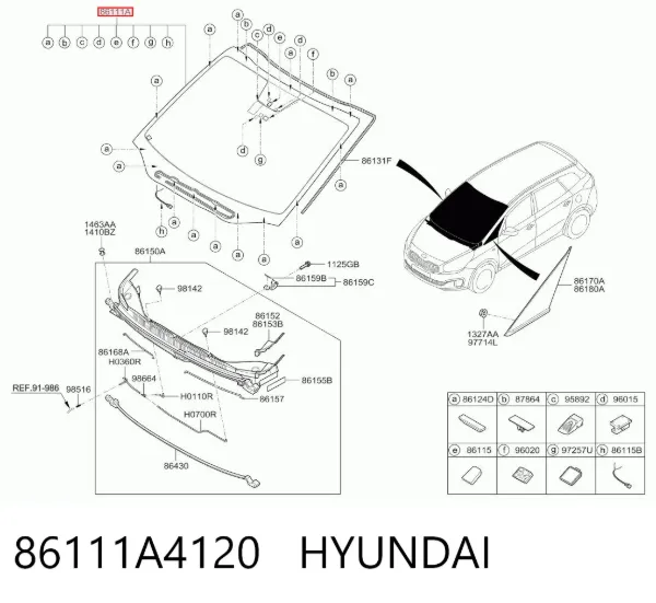 Лобове скло 86111A4120 Hyundai/Kia