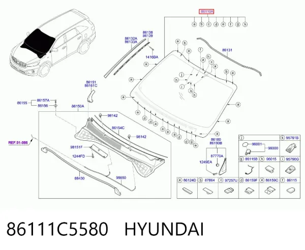 Лобове скло 86111C5580 Hyundai/Kia