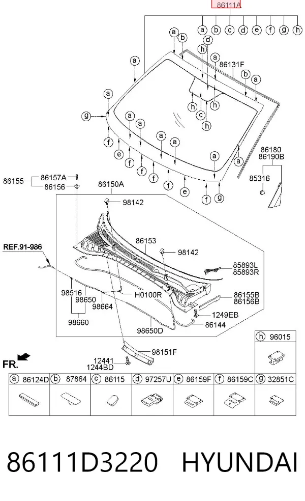 Лобове скло 86111D3220 Hyundai/Kia