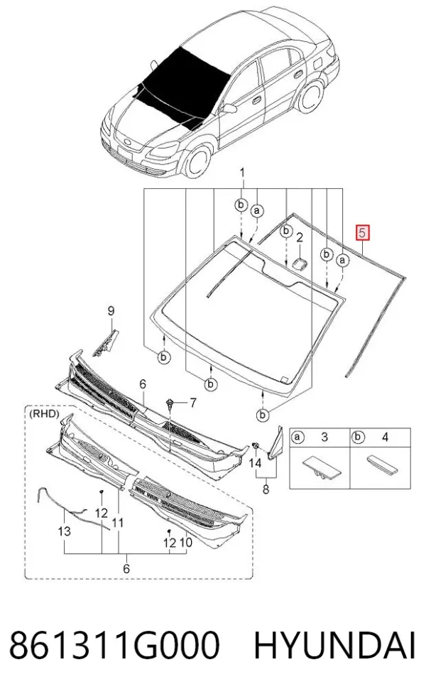 Накладка лобового скла KIA Rio II