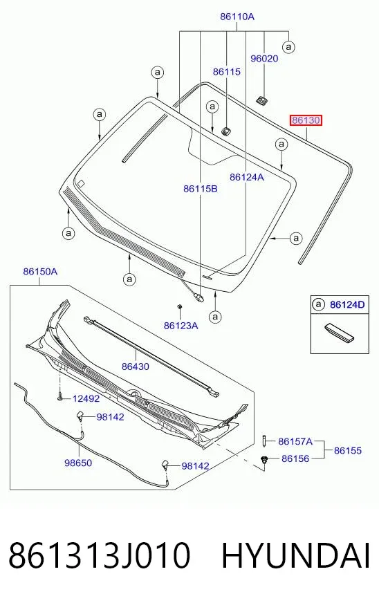 Накладка лобового скла 861313J010 Hyundai/Kia