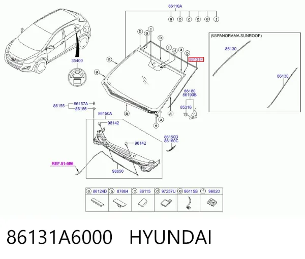 Накладка лобового скла 86131A6000 Hyundai/Kia