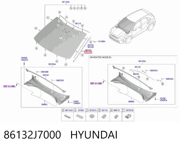 Молдинг лобового скла, правий 86132J7000 Hyundai/Kia