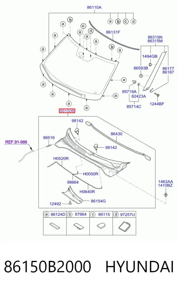 Решітка двірників 86150B2000 Hyundai/Kia