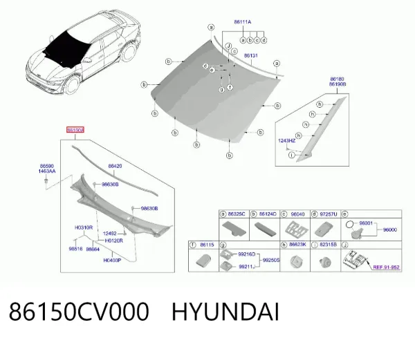 Водостік лобового скла, жабо 86150CV000 Hyundai/Kia