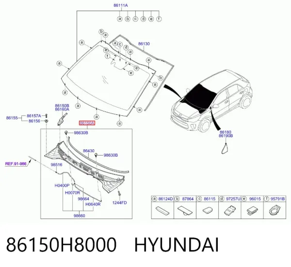 Водостік лобового скла, жабо 86150H8000 Hyundai/Kia