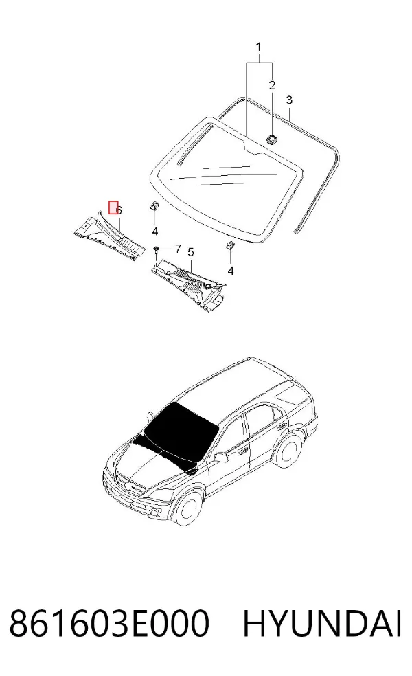 Решітка двірників, права 861603E000 Hyundai/Kia