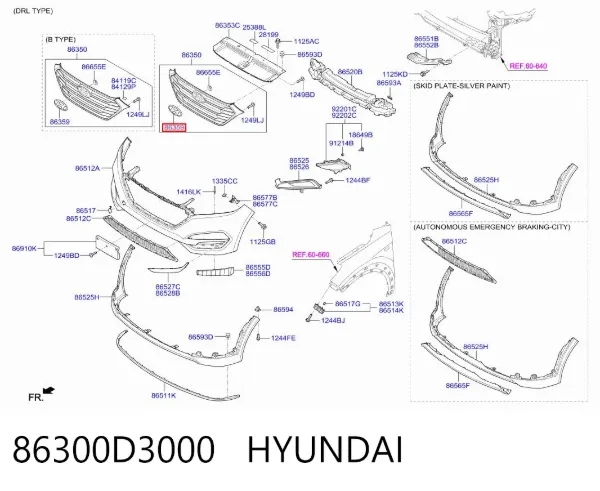 Емблема решітки радіатора 86300D3000 Hyundai/Kia