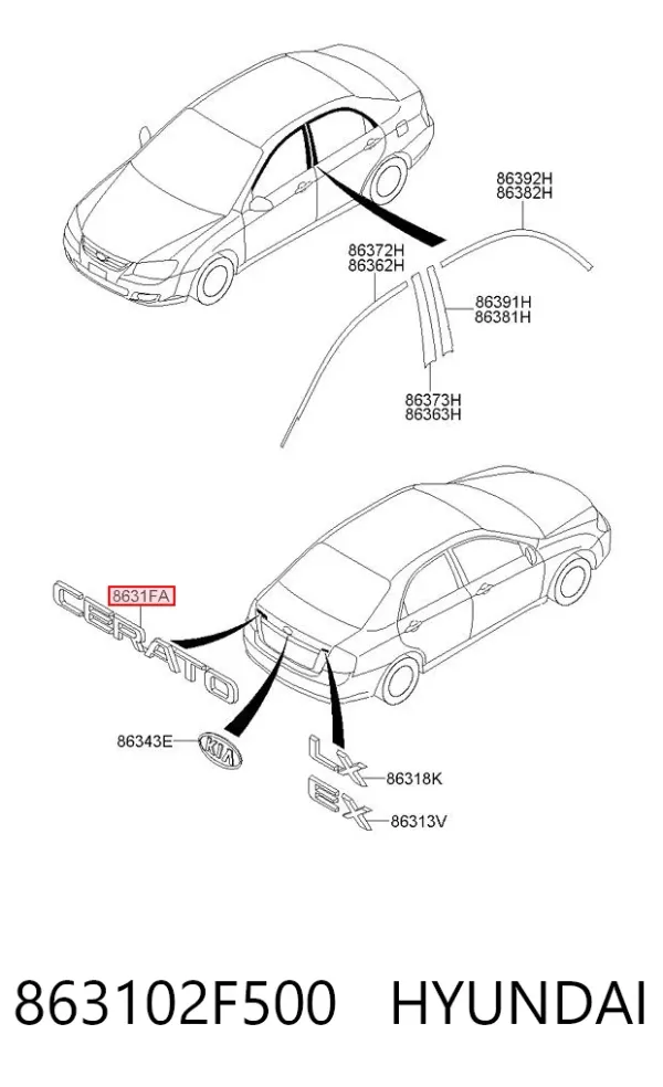 Емблема кришки багажника 863102F500 Hyundai/Kia