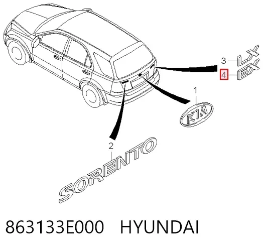 Емблема кришки багажника KIA Sorento I