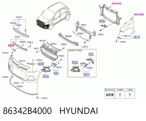 Емблема решітки радіатора 86342B4000 Hyundai/Kia
