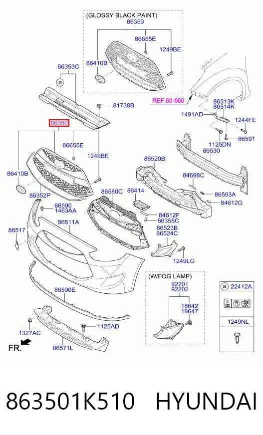 Решітка радіатора 863501K510 Hyundai/Kia