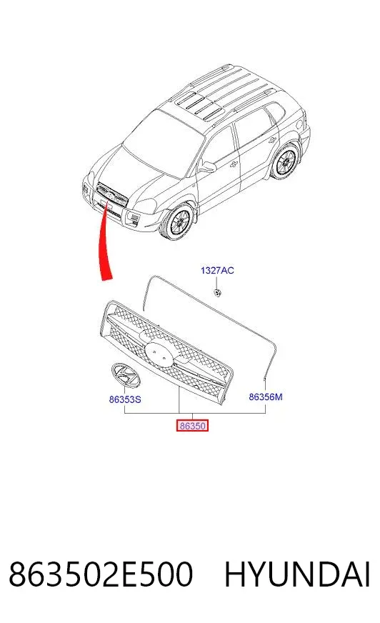 Решітка радіатора 863502E500 Hyundai/Kia