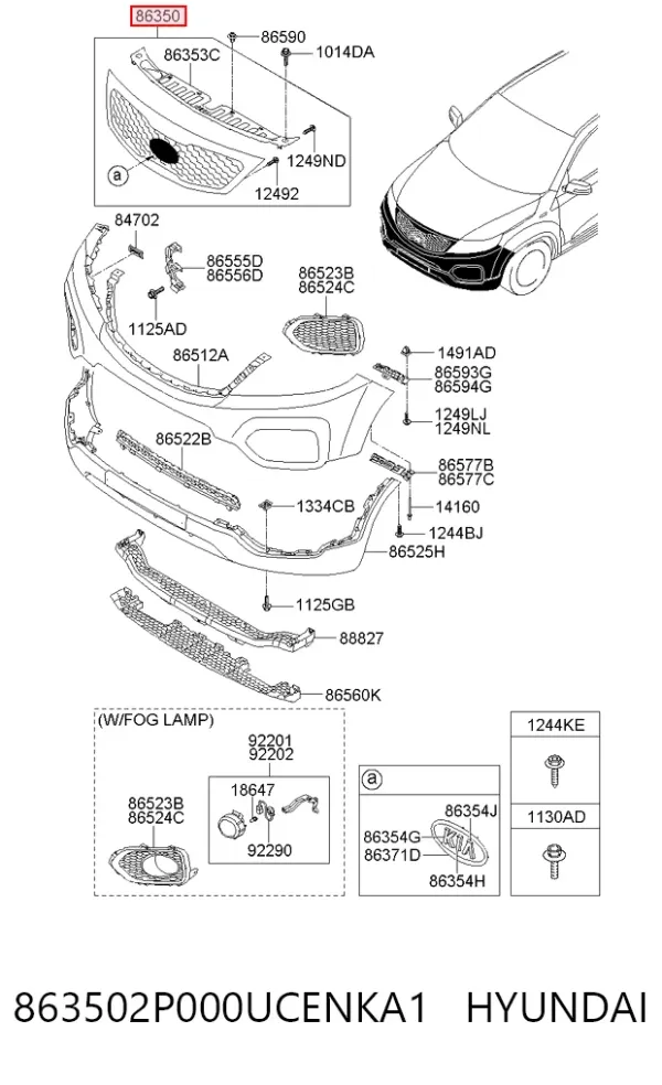 Решітка радіатора 863502P000UCENKA1 Hyundai/Kia