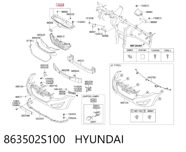 Решітка радіатора 863502S100 Hyundai/Kia