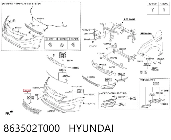 Решітка радіатора 863502T000 Hyundai/Kia