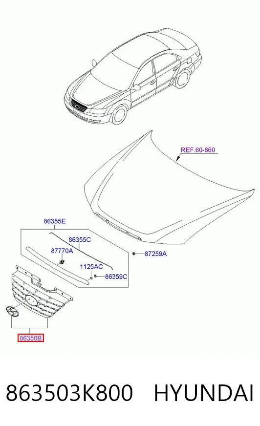 Решітка радіатора Hyundai Sonata V