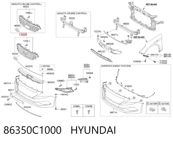 Решітка радіатора Hyundai Sonata VII
