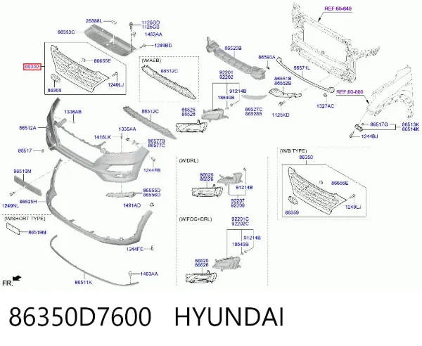 Решітка радіатора 86350D7600 Hyundai/Kia
