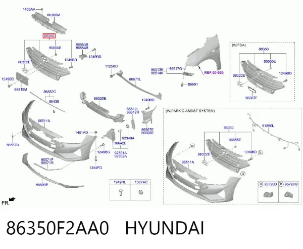 Решітка радіатора 86350F2AA0 Hyundai/Kia