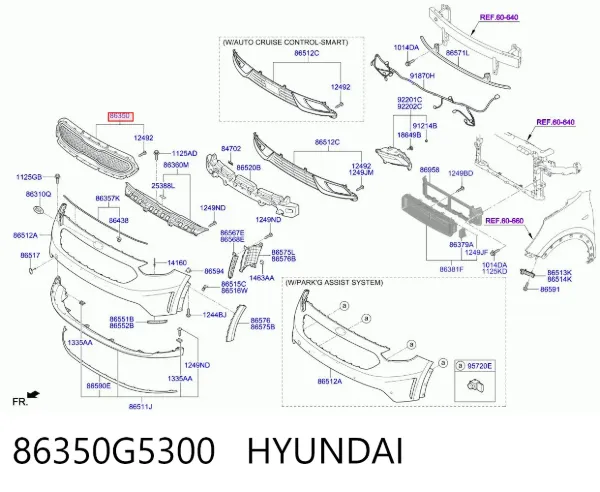 Решітка радіатора 86350G5300 Hyundai/Kia