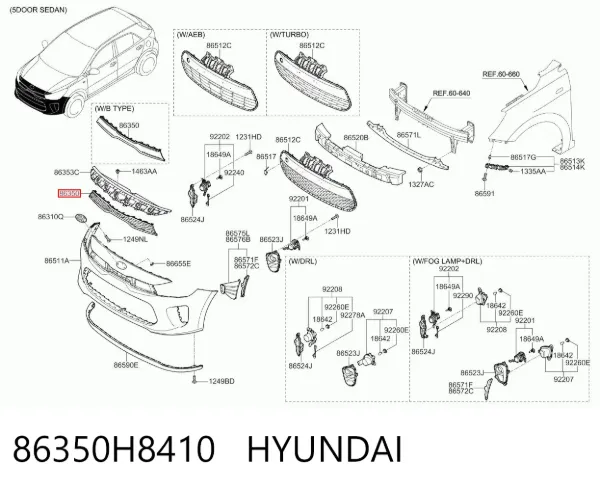 Решітка радіатора 86350H8410 Hyundai/Kia