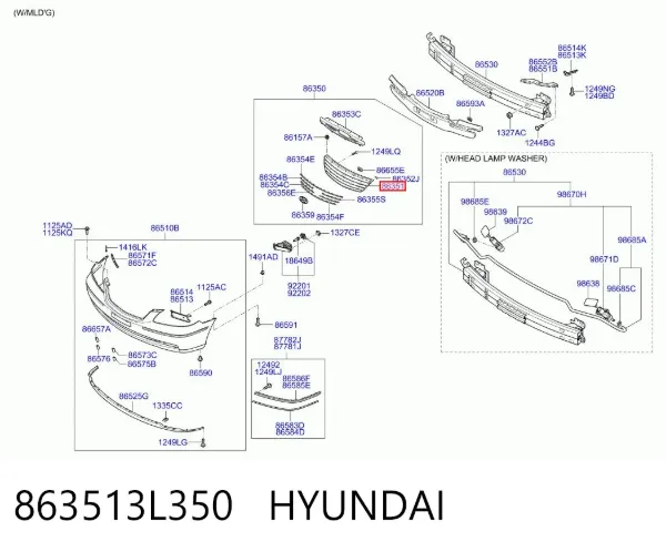 Решітка радіатора 863513L350 Hyundai/Kia