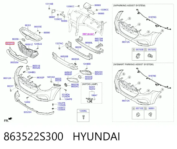 Молдинг решітки радіатора, верхній 863522S300 Hyundai/Kia