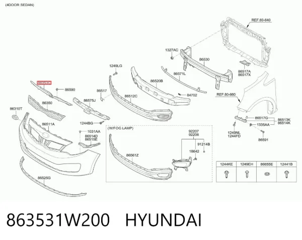 Накладка верхня передньої панелі/супорту радіатора 863531W200 Hyundai/Kia