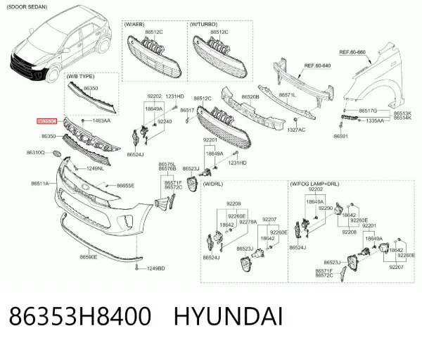 Накладка (рамка) решітки радіатора 86353H8400 Hyundai/Kia