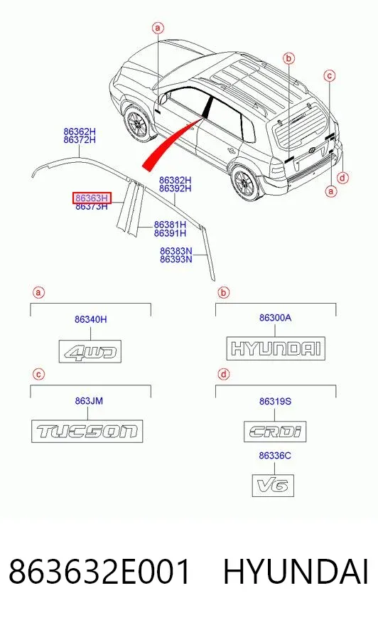 863632E001 Hyundai/Kia