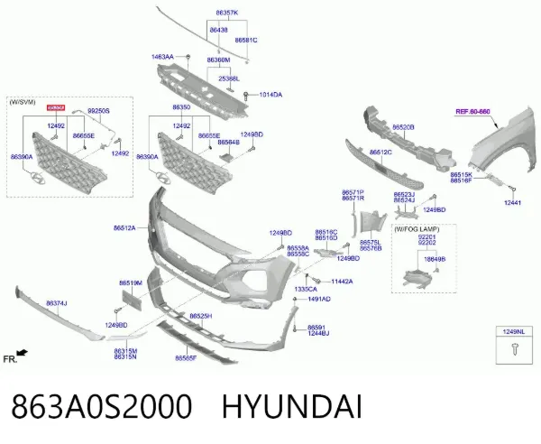 Решітка радіатора 863A0S2000 Hyundai/Kia