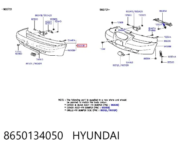 Передній бампер 8650134050 Hyundai/Kia