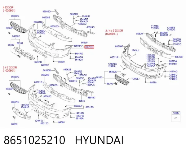 Передній бампер 8651025210 Hyundai/Kia
