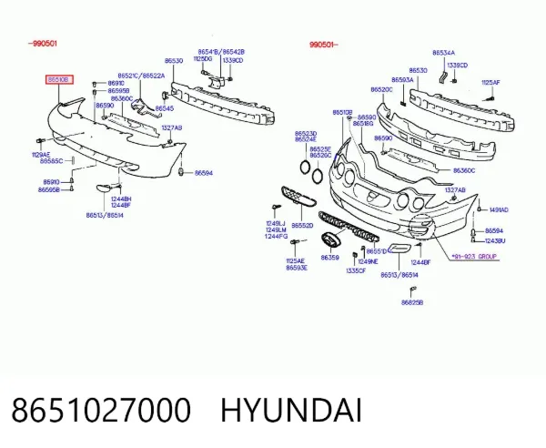 Передній бампер Hyundai Coupe I