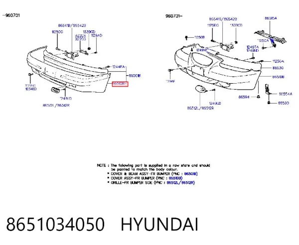 Передній бампер 8651034050 Hyundai/Kia