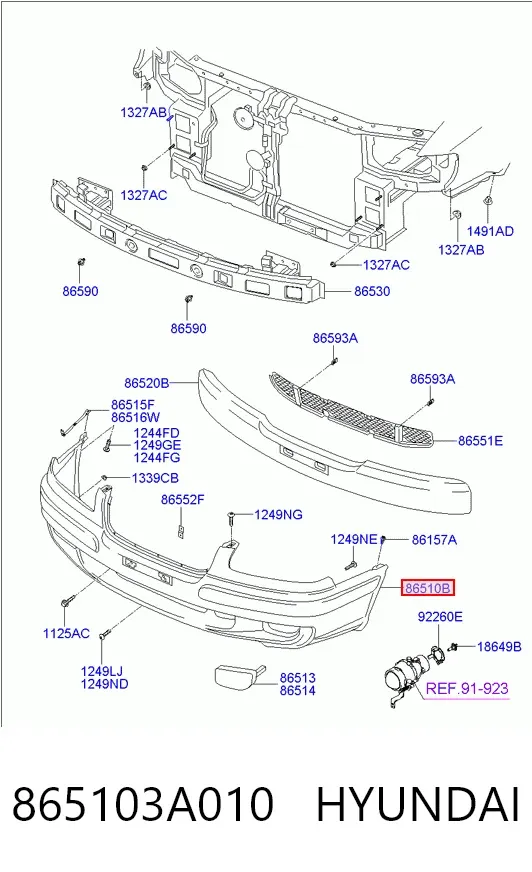 Передній бампер Hyundai Trajet FO